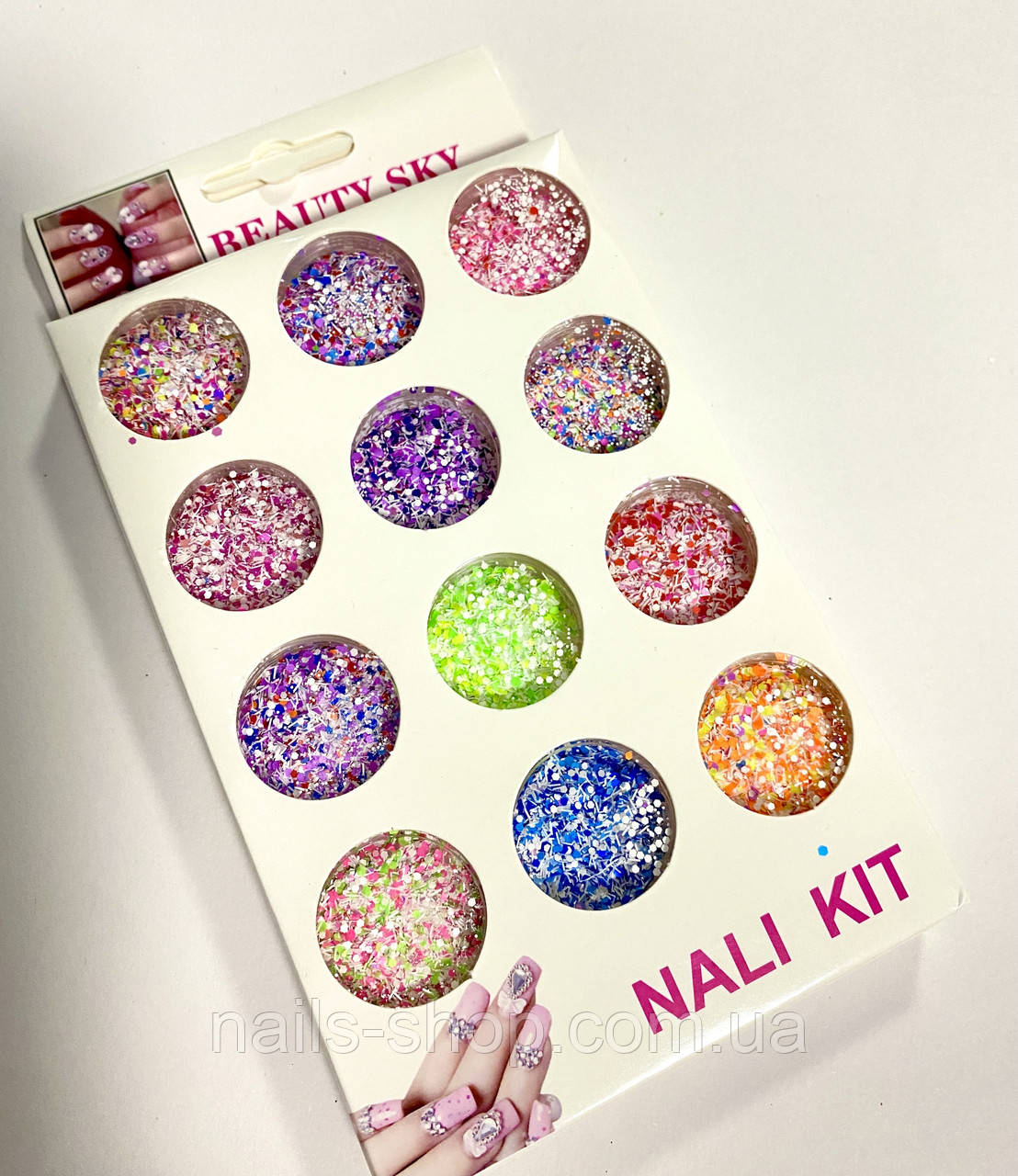 Набір для декору нігтів (присипка) 12 шт, фото 1