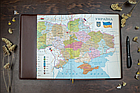 Тижневик шкіряний А4 формату "Герб України" коричневий,не датований, змінний блок, фото 4