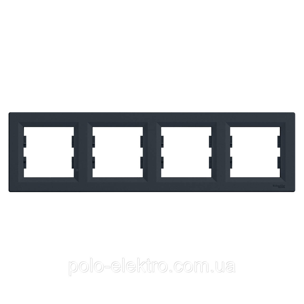 Рамка чотиримісна горизонтальна антрацит Schneider Electric серія Asfora