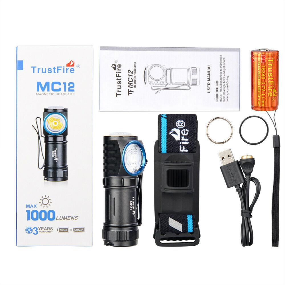 Ліхтар універсальний TrustFire MC12 EDC 1000 люмен. Ліхтарик налобний, ручний.