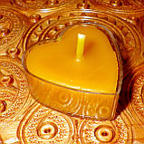 Воскова чайна свічка Коралова Валентинка 14г в пластиковому прозорому контейнері, бджолиний віск, фото 10