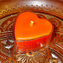 Воскова чайна свічка Коралова Валентинка 14г в пластиковому прозорому контейнері, бджолиний віск