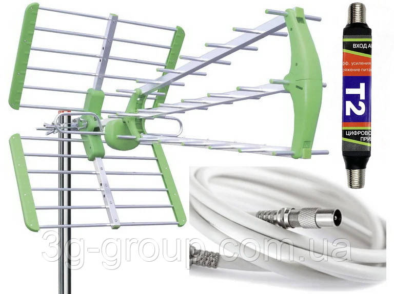 Антена Т2 UHF 269 World Vision Maxima L + підсилювач + кабель 15 м + роз'єми