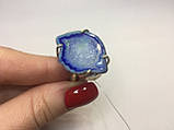 Агат жеода друза агата кварц 16,7 размер кольцо с натуральным камнем жеода агата в серебре Индия, фото 7