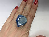 Агат жеода друза агата кольцо с натуральным камнем жеода агата в серебре 17,2 размер Индия, фото 4