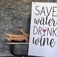 Пляжний рушник з принтом Save water drink wine 150х70 см (PLB_21J049)