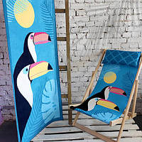 Летнее пляжное полотенце для отдыха с принтом «Туканы» 150х70 см (PLB_21J048)