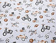 Сатин (бавовняна тканина) Ретро-машини на сірому, фото 2
