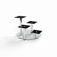 Скляна підставка для квітів Гранд скло прозоре фарбування чорна 60х60х60 см (БЦ-стол ТМ)