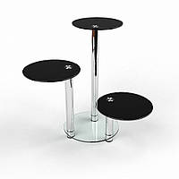 Скляна підставка для квітів Лотос скло загартоване прозоре фарбування чорна 80х80х70 см (БЦ-стол ТМ)