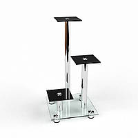 Скляна підставка для квітів Моніка скло загартоване прозоре фарбування чорна 40х40х80 см (БЦ-стол ТМ)