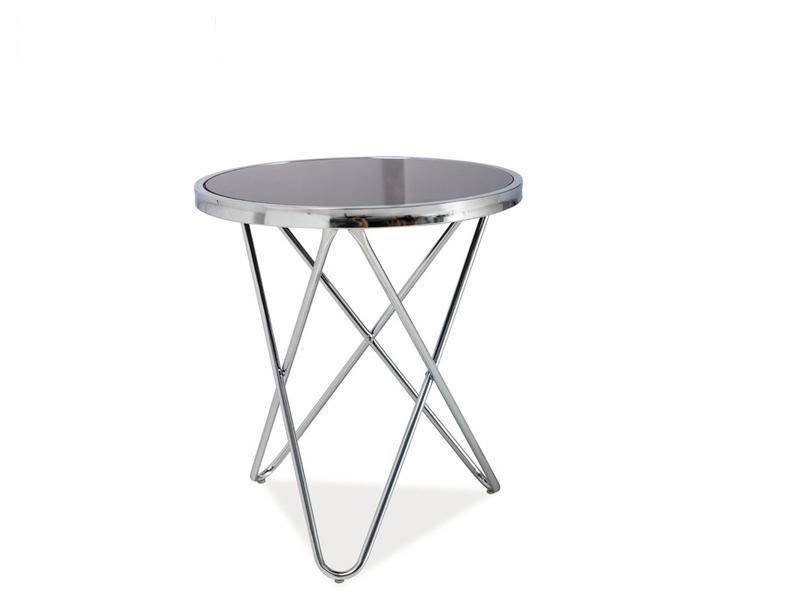 Стіл журнальний Fabia C метал Хром, стільниця скло Чорне Ø45 (Signal ТМ)