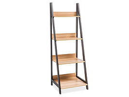 Стелаж Matis A метал Темно-коричневий, полиці МДФ Дуб 147х52 (SignalTM)