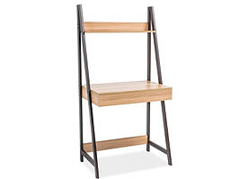 Стіл комп'ютерний Matis B метал Темно-коричневий, полиці МДФ Дуб 147х74 (Signal ТМ)