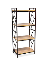 Стелаж Tablo R4 метал Темно-коричневий, полиці МДФ Дуб 140х60 (SignalTM)