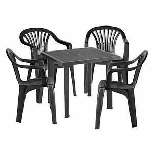 Набір садових меблів Fiocco антрацит 1 стіл + крісло 4 Altea шт. виробництво Італія колір антрацит