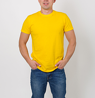 Футболка чоловіча стильна однотонна GBI Стандарт (Бавовна) Жовтий розмір S (12549)