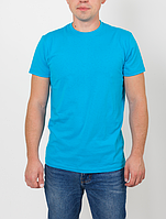 Футболка чоловіча стильна однотонна GBI Стандарт (Бавовна) Блакитний розмір S (12549)