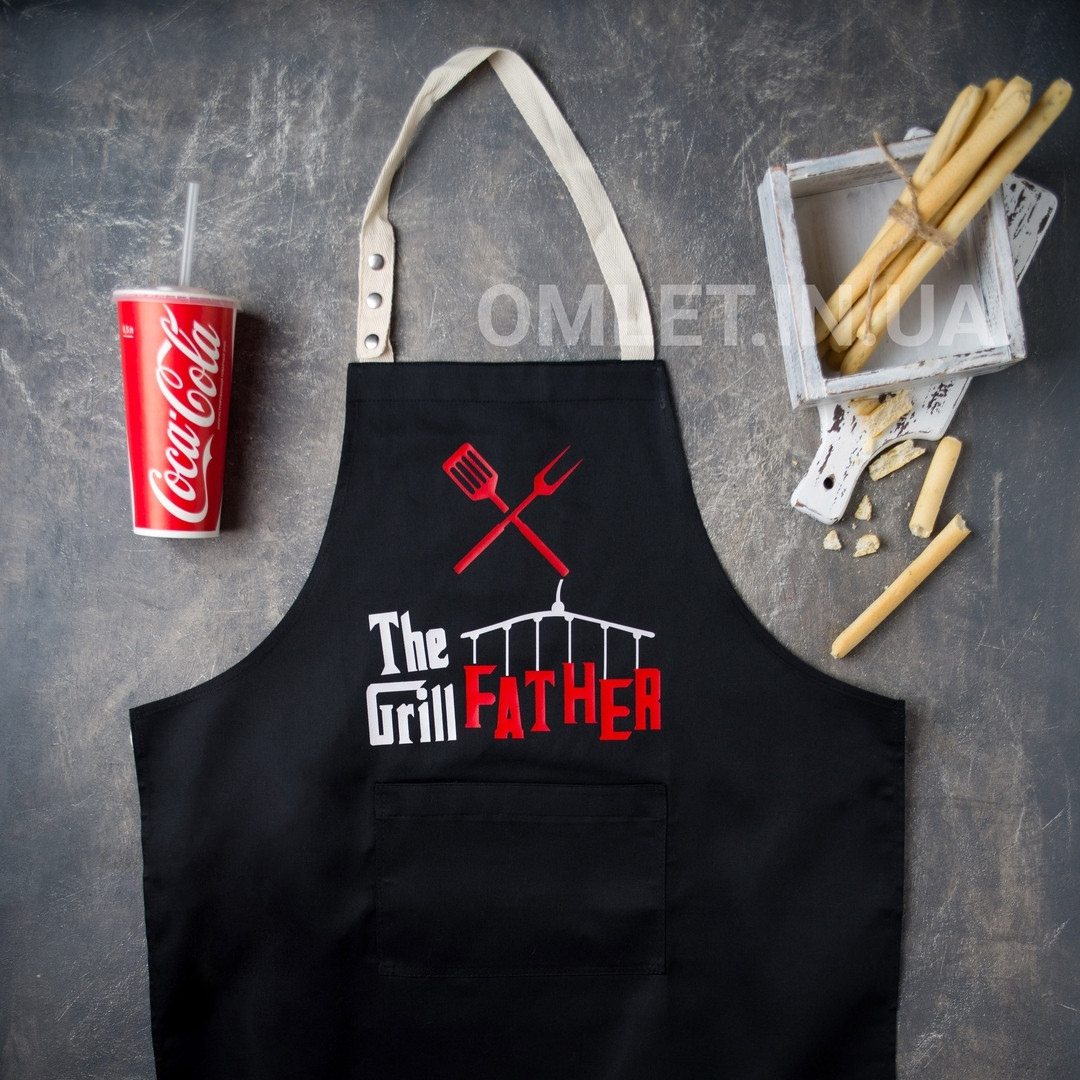 Фартух для готування на грилі з написом "The grill father"