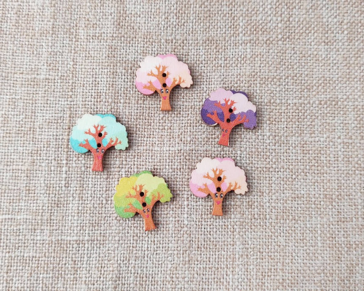 Гудзики дерево "Дерева" .Мікс 5 шт, фото 1
