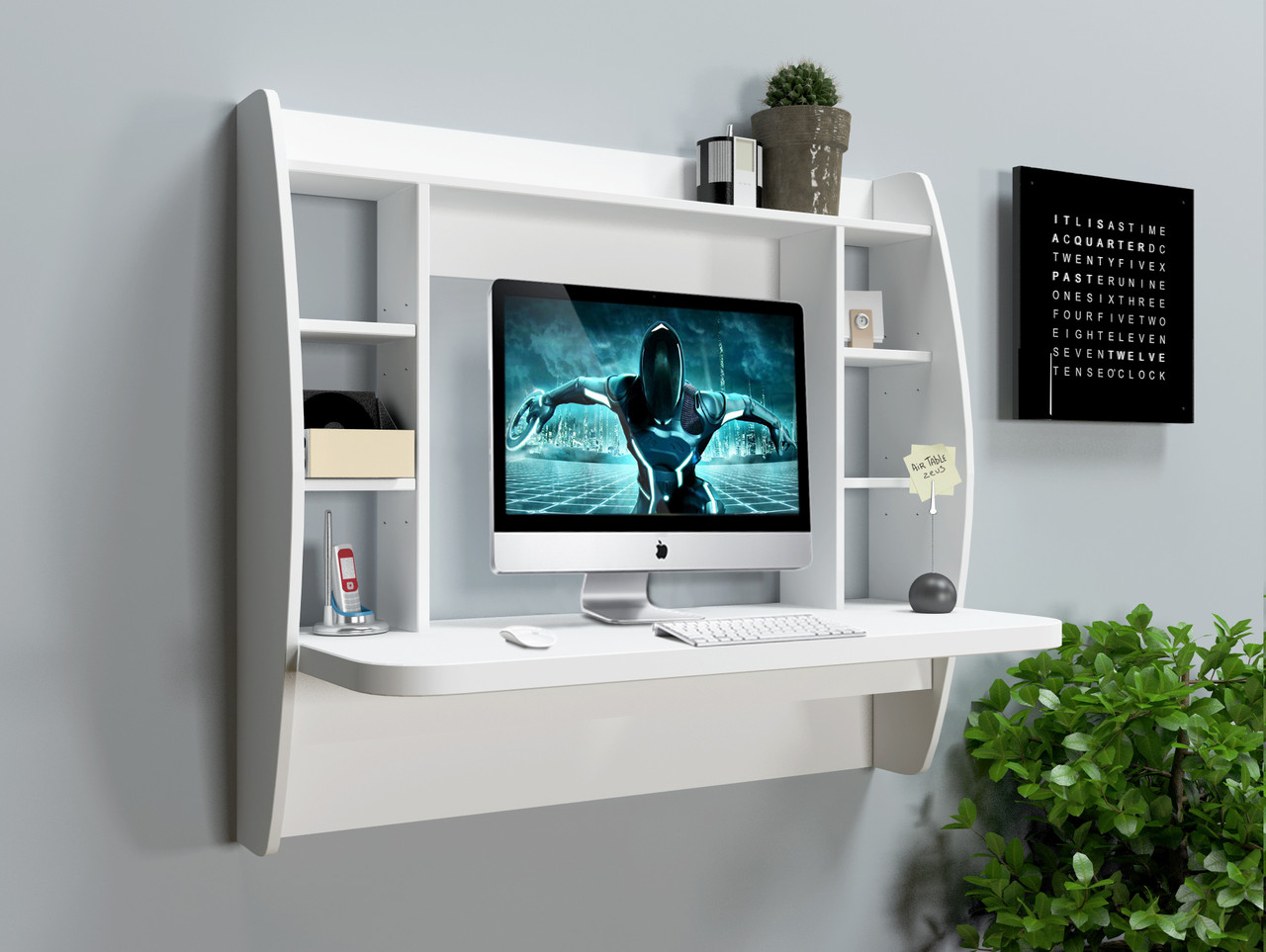 Навісний комп'ютерний стіл AirTable-I WT ЛДСП Білий (Comfy-Home ТМ)