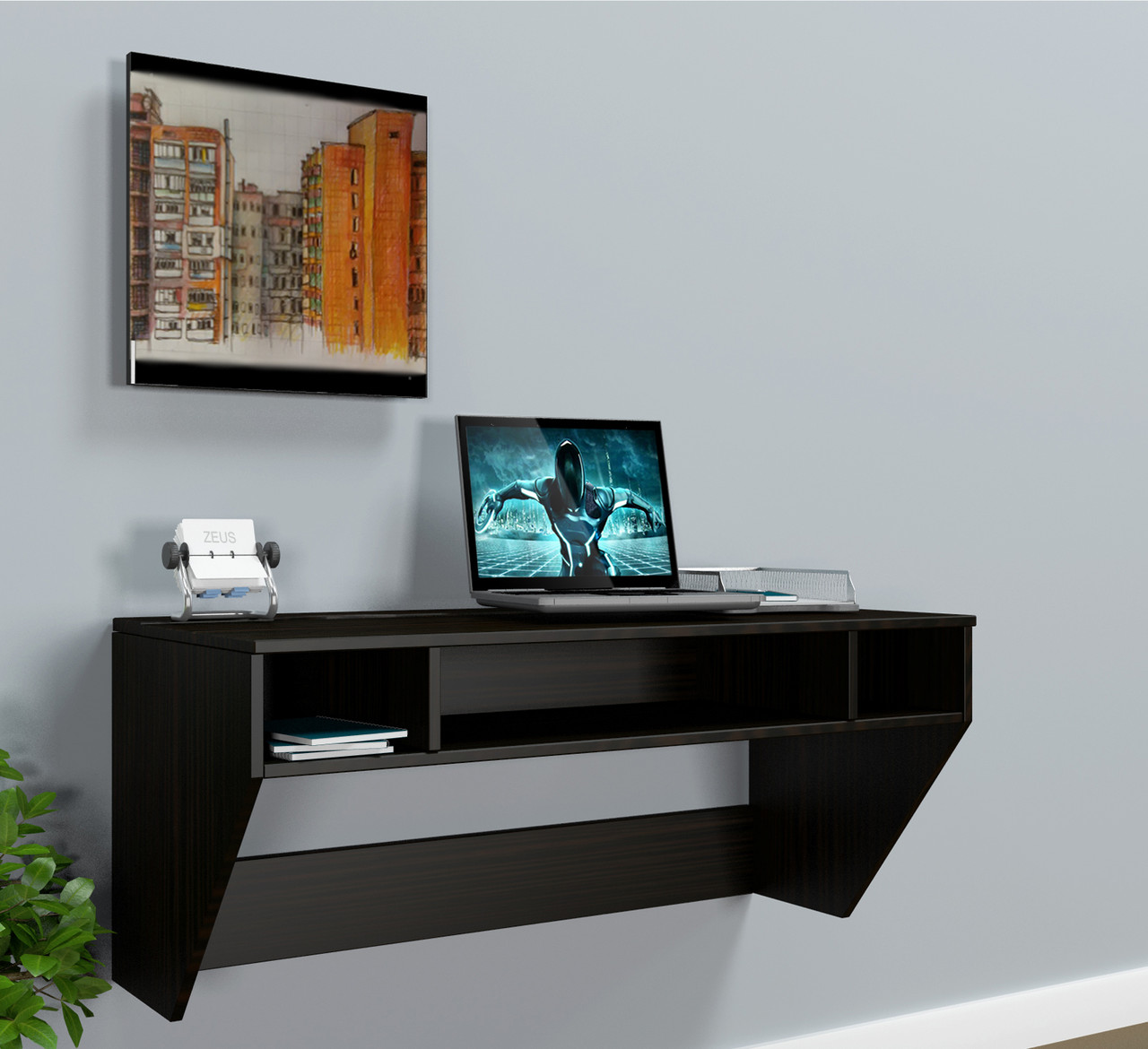 Навісний комп'ютерний стіл AirTable-II DB Mini ЛДСП Венге Магія (Comfy-Home ТМ)