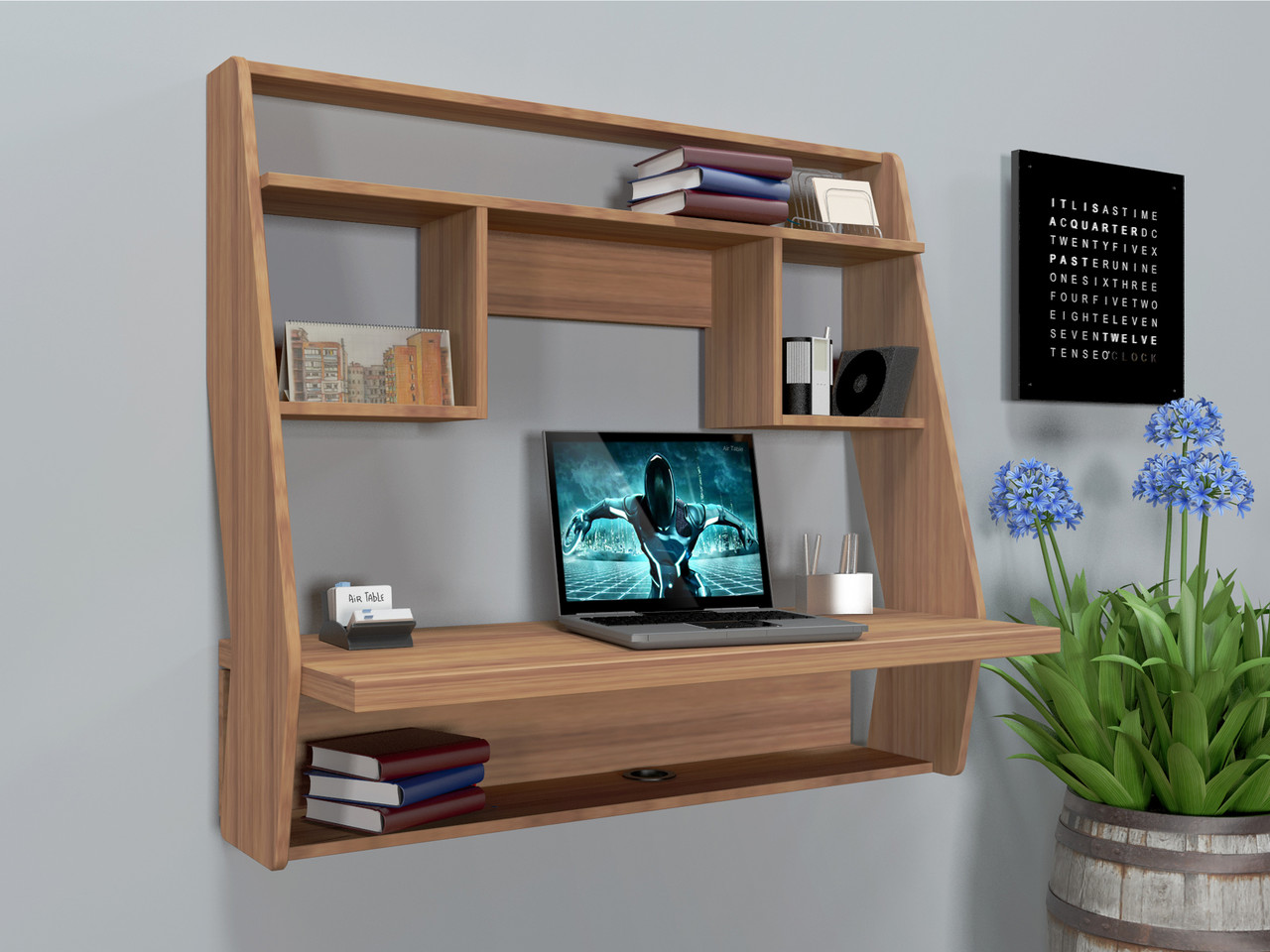 Навісний комп'ютерний стіл AirTable-III LB ЛДСП Горіх лісовий (Comfy-Home ТМ)