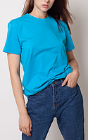 Футболка жіноча стильна однотонна GBI Стандарт (Бавовна) Блакитний розмір S (12549)