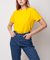 Футболка жіноча стильна однотонна GBI Стандарт (Бавовна) Жовтий розмір S (12549)