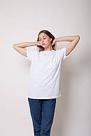 Футболка жіноча стильна однотонна GBI Стандарт (Бавовна) Білий розмір S (12549)