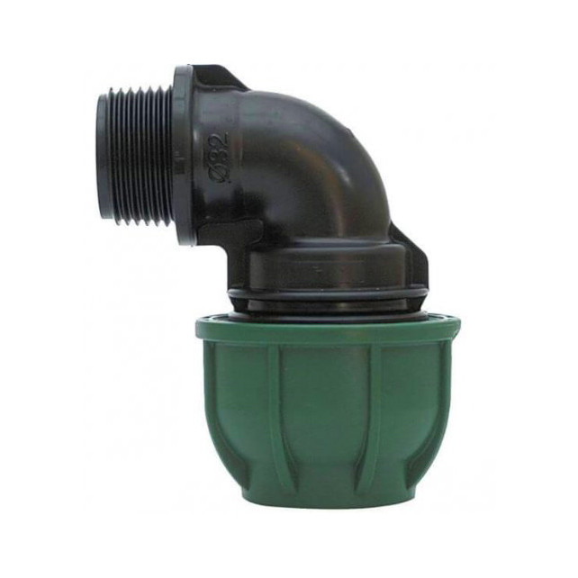 Коліно компресійне 25х3/4" для пластикової труби, ПНД фітинги Irritec (Італія), фото 1