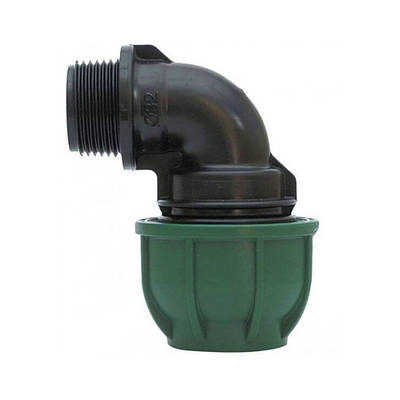 Коліно компресійне 25х1" для пластикової труби, ПНД фітинги Irritec (Італія)