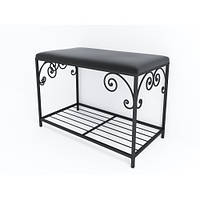 Пуф Грінвіч метал чорний оксамит сидіння екошкіра Родео-05 чорна (TeneroTM)