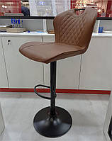 Барный стул В-102 кожзам бренди, на регулируемой черной ноге с подножкой
