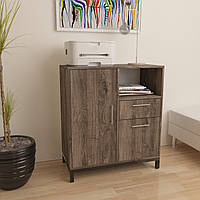 Тумба офісна L-800 Комбі ніжки метал чорний матовий корпус і фасад ДСП (Loft DesignTM) Дуб Палена