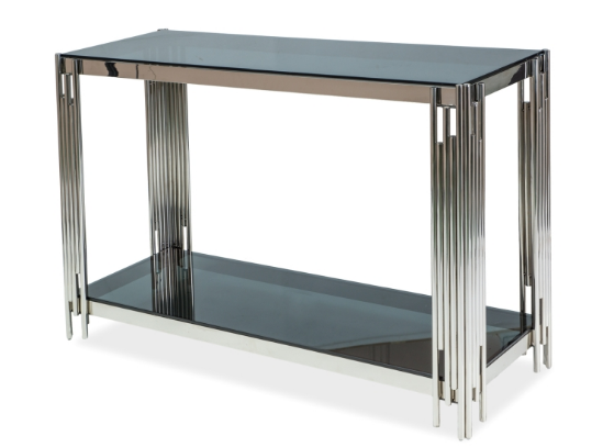 Консоль Fossil C метал Хром, стільниця скло затемнене 120х40 (Signal ТМ)