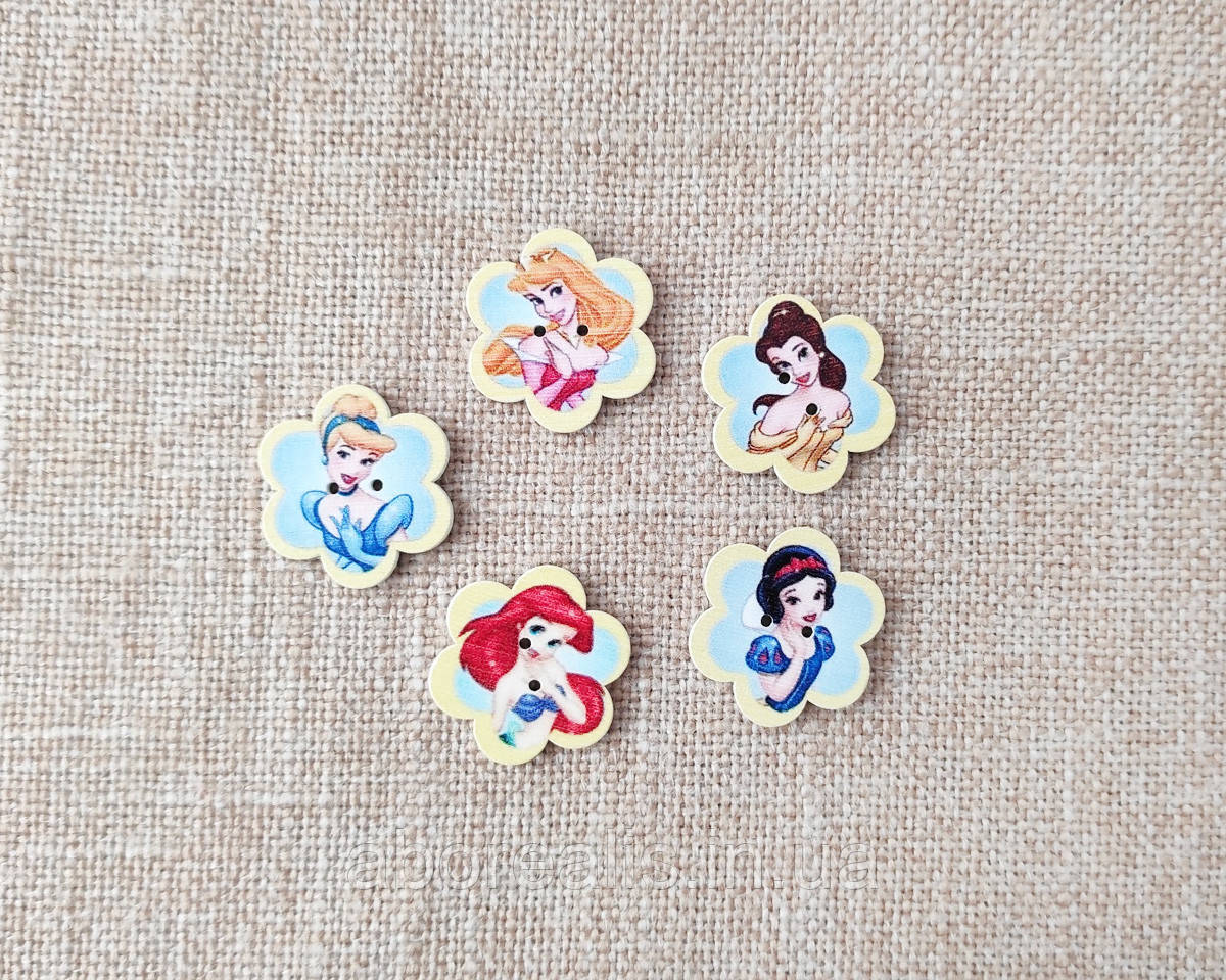 Ґудзики дерево "Дісней". Мікс 5 шт., фото 1