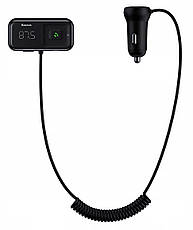 FM-трансмітер (модулятор) в машину Baseus T typed S-16 wireless MP3 Bluetooth Чорний (CCTM-E01), фото 3