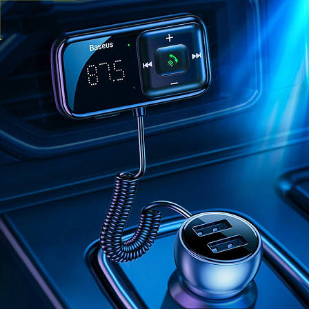 FM-трансмітер (модулятор) в машину Baseus T typed S-16 wireless MP3 Bluetooth Чорний (CCTM-E01), фото 1