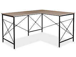 Кутовий письмовий стіл B-182 каркас метал Чорний, стільниця МДФ Дуб 140х120 (SignalTM)