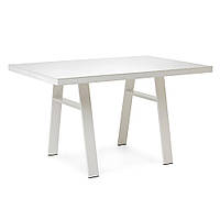 Стіл обідній Флекс прямокутний каркас білий стільниця HPL дуб Арктичний, 130х90х75 см (Pradex ТМ)