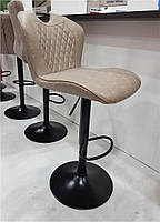 Барный стул В-102 кожзам бежевый антик, на регулируемой черной ноге с подножкой