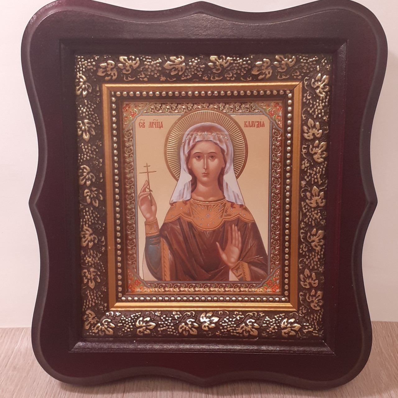 Ікона Галина свята Мучениця, лік 10х12 см, у темному дерев'яному кіоті