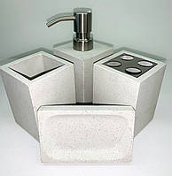 Аксесуари для ванної кімнати кам'яні білий, чорний, бежевий набір граніт