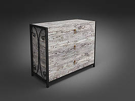 Комод на три ящики Спліт ДСП Кантрі лейбл метал Чорне срібло (TeneroTM)