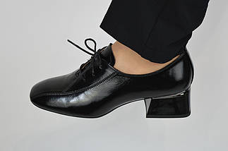 Туфлі оксфорди жіночі Geronea 1072 40 Перламутрові на підборах шкіра 38, Чорний, фото 5