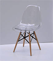 Стілець Nik-XXL-Carbon прозорий акрил, на букових ніжках, Eames DSW Chair transparent