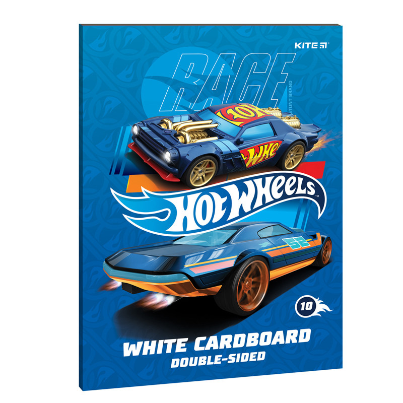 Картон білий односторонній Kite Hot Wheels 10 аркушів HW21-254