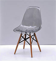 Стул Nik-XXL-Carbon дымчатый акрил, на буковых ножках, Eames DSW Chair transparent
