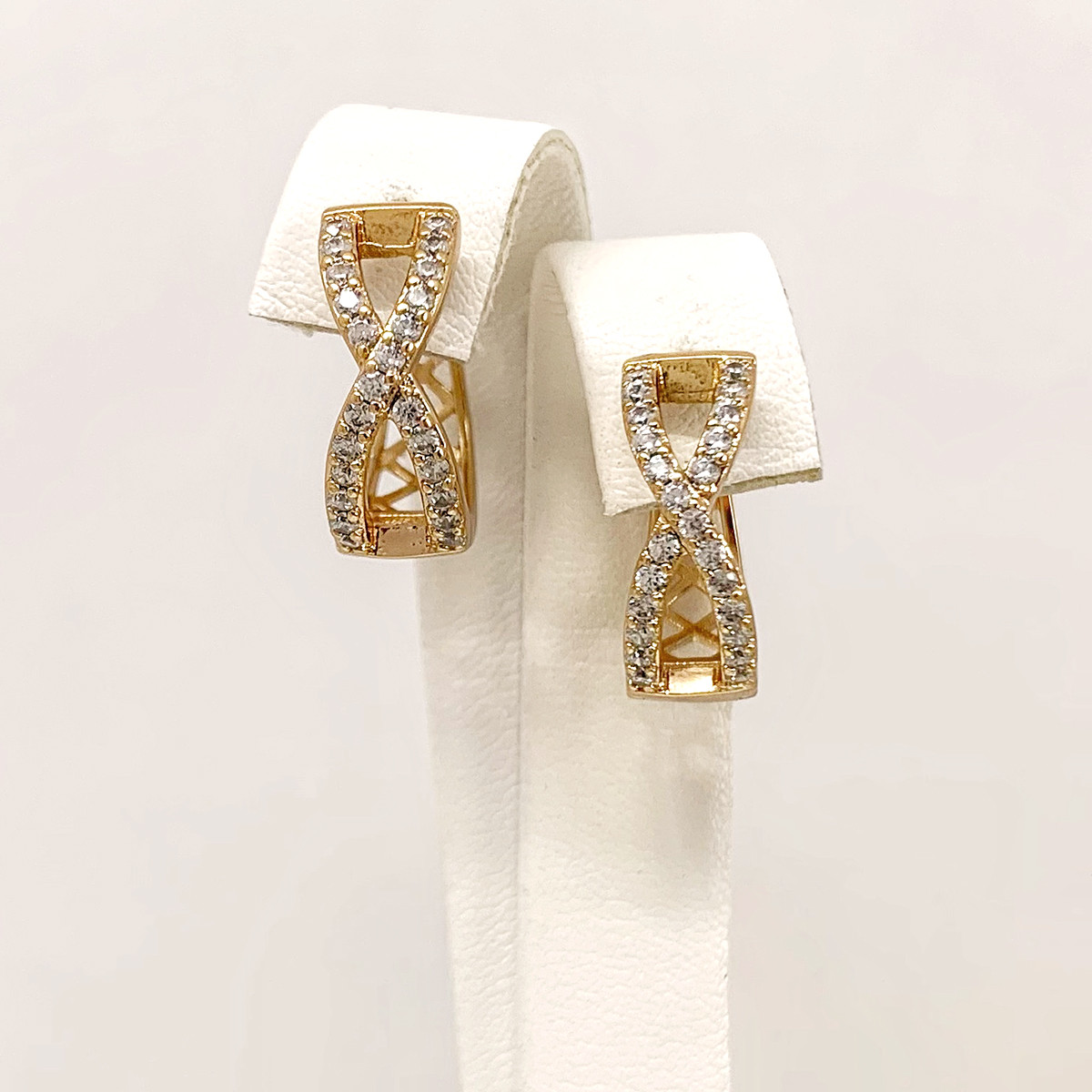 Сережки Xuping з медичного золота, білі фіаніти, позолота 18K, 25040